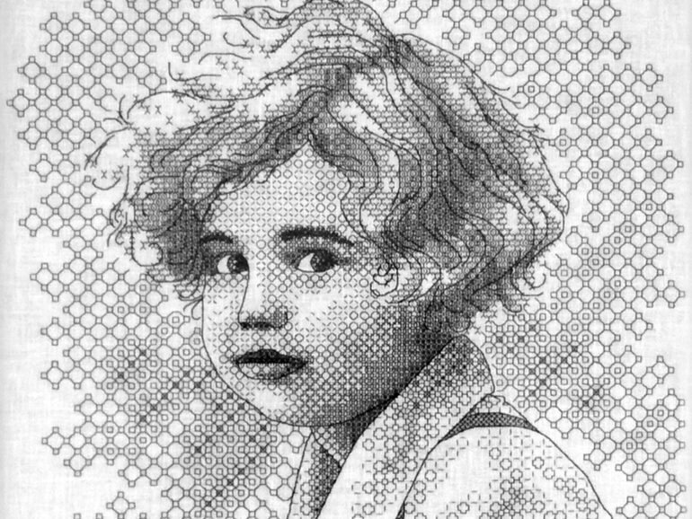 Blackwork portrait - child by Valentina Sardu